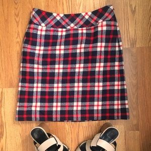 Talbots red navy white plaid skirt