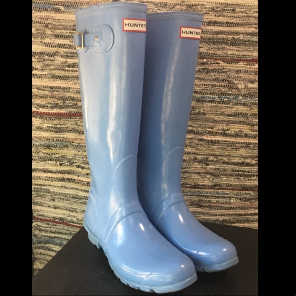 Hunter Original Tall Gloss Rain Boots Pale Blue