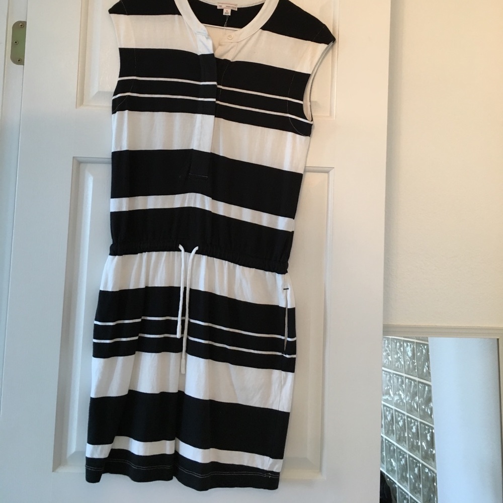 Black and white striped dress