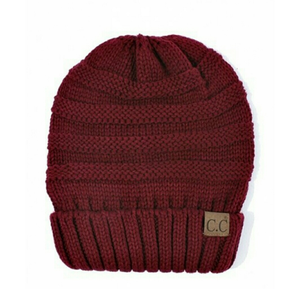 CC Burgundy Beanie knitted hat New