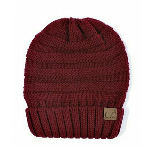 Accessories - CC Burgundy Beanie knitted hat New