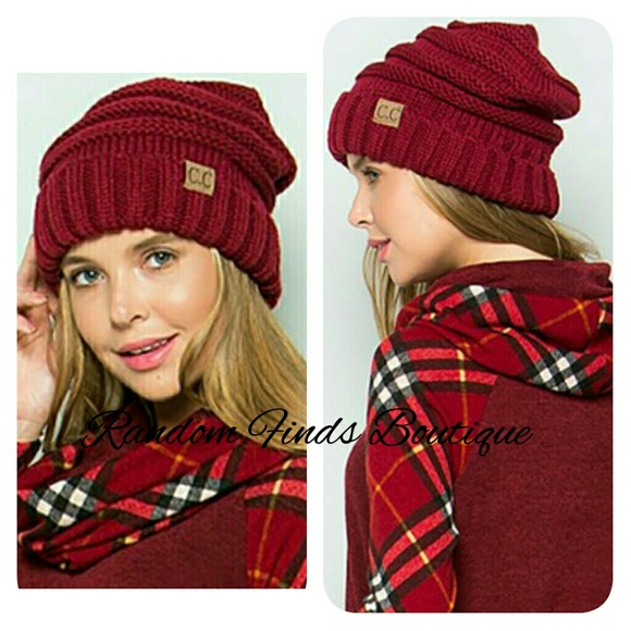 CC Burgundy Beanie knitted hat New - Picture 2 of 4
