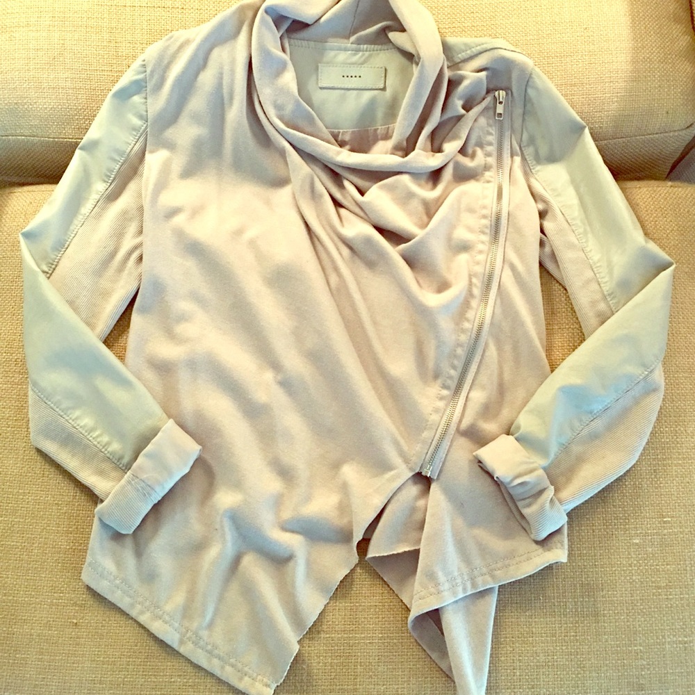 BLANKNYC Faux-Leather & Knit Drape Front Jacket S