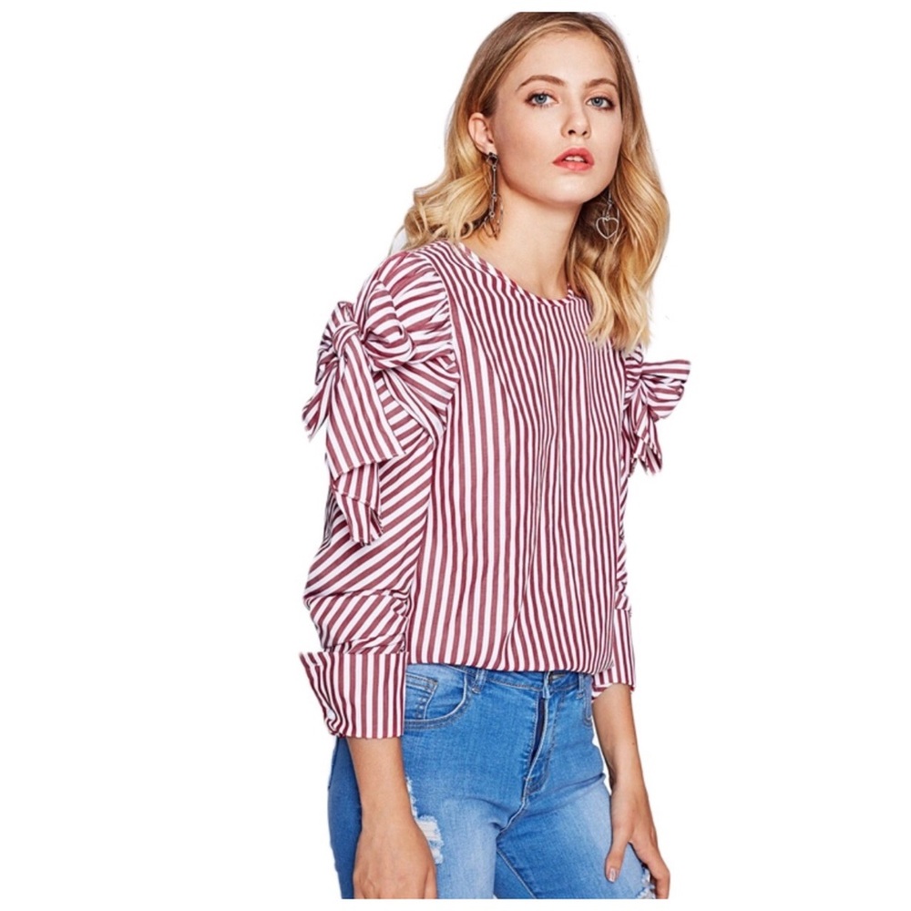 Candy Stripe Stripe Bow Top - Picture 5 of 6