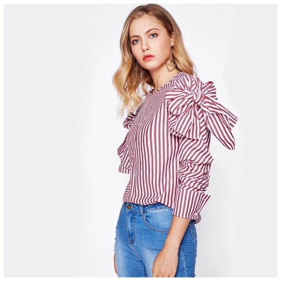 Candy Stripe Stripe Bow Top - Picture 3 of 6