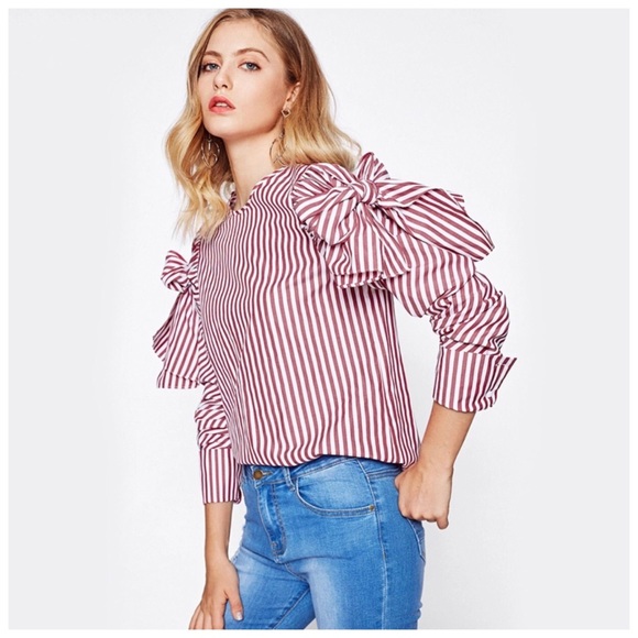 Candy Stripe Stripe Bow Top - Picture 4 of 6