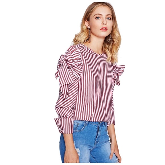 Candy Stripe Stripe Bow Top - Picture 5 of 6