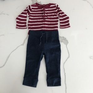 Baby Boy 6-12M Outfit - Stripped Onesie & Pants