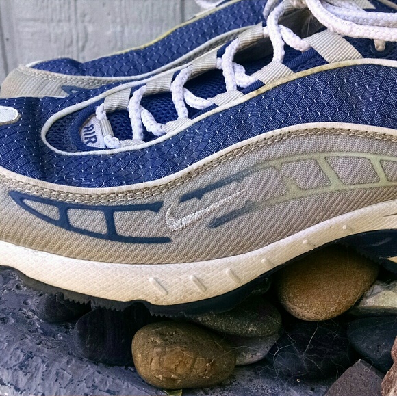 Navy and White Nike Air Athletic Shoes - Picture 3 of 6