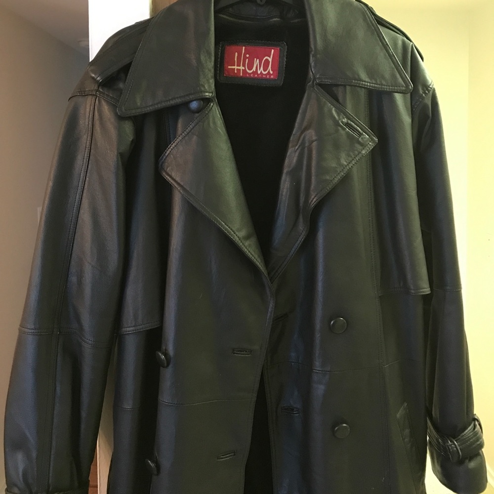 A full length men's leather coat