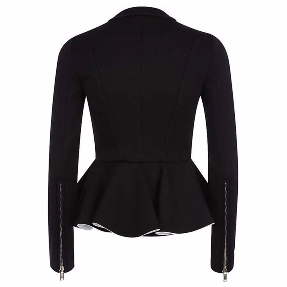 Black & White Ruffle Peplum Jacket - Picture 2 of 7