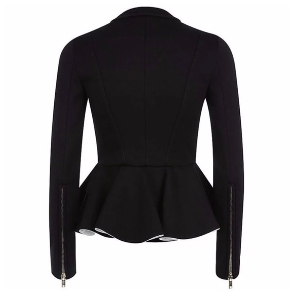 Black & White Ruffle Peplum Jacket - Picture 2 of 7