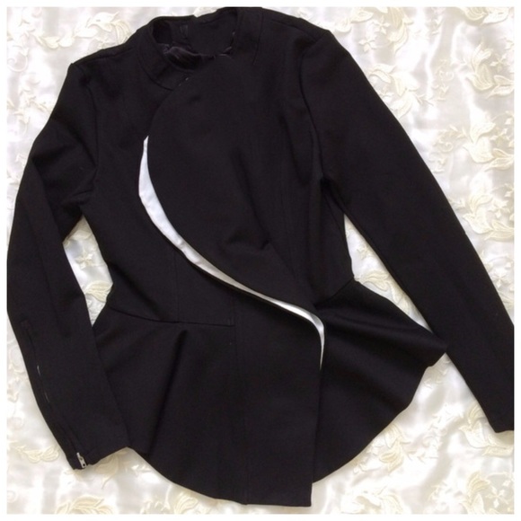 Black & White Ruffle Peplum Jacket - Picture 3 of 7