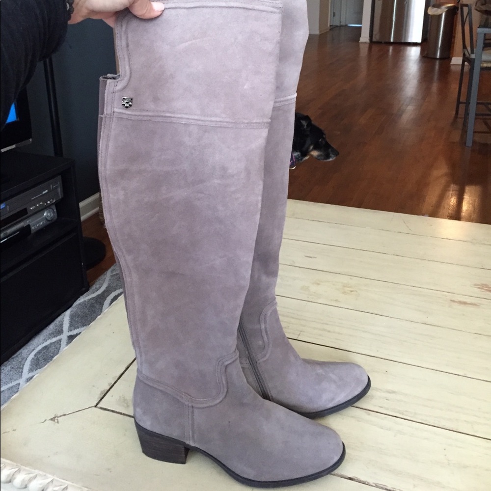 Vince Cameron Gray Over the Knee Suede Boots