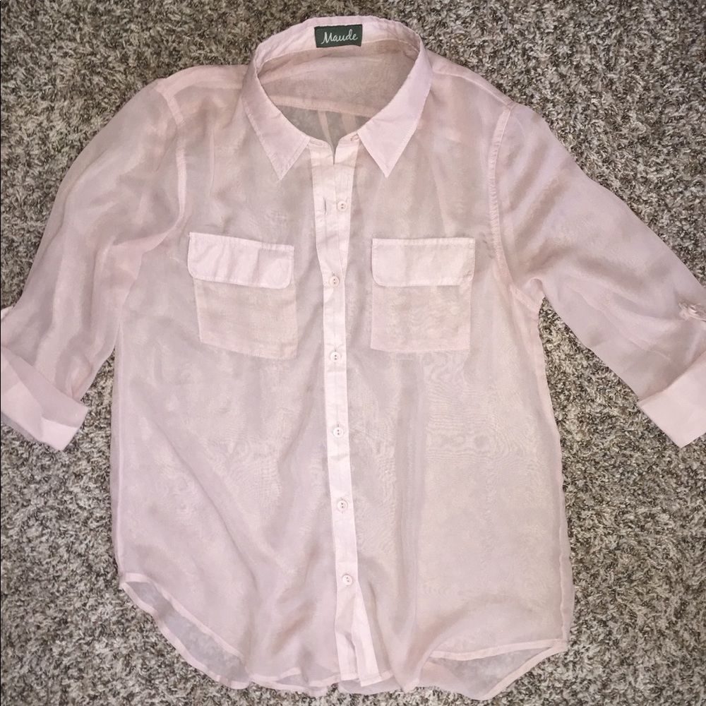 ❤️SALE❤️Maude sheer shimmer pink top