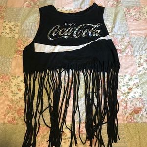 Coca Cola crop top with fringe