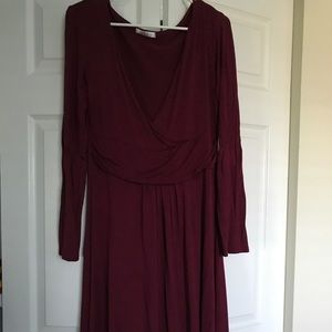 Burgundy boujou long sleeve t shirt dress