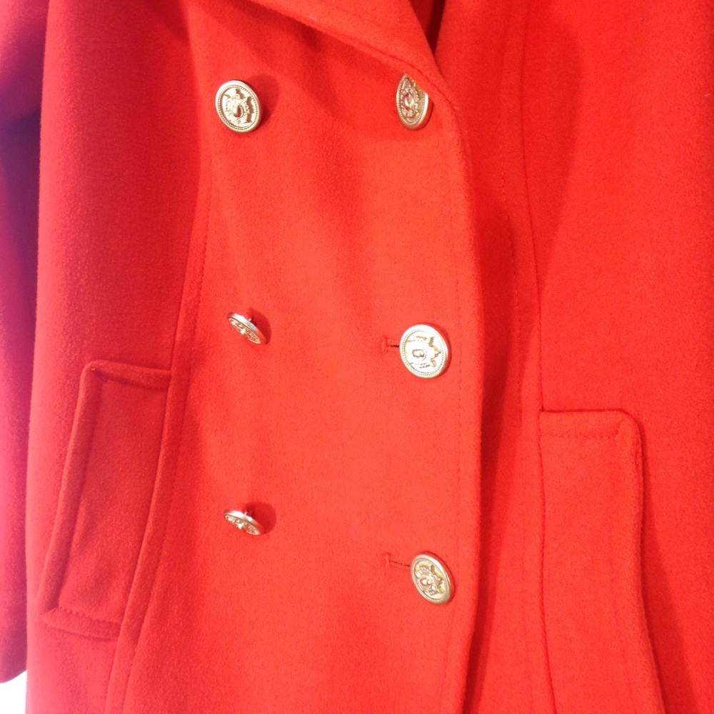 Old Navy orange peacoat wool blend gold button s - Picture 2 of 8