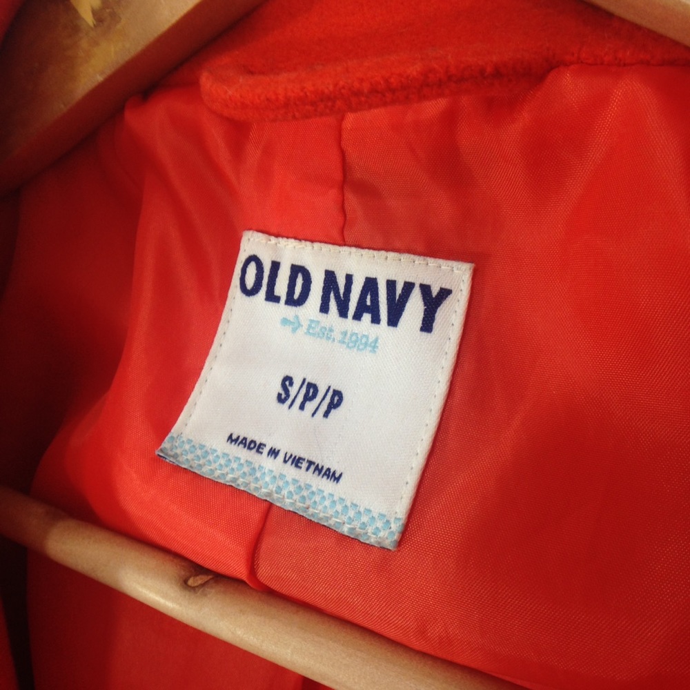 Old Navy orange peacoat wool blend gold button s - Picture 6 of 8