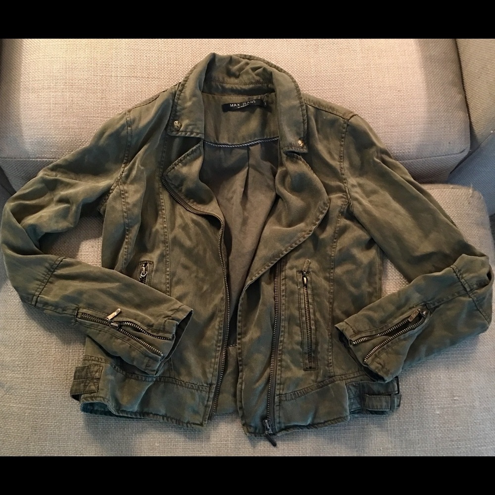 Max Jeans Moto Jacket Olive XS