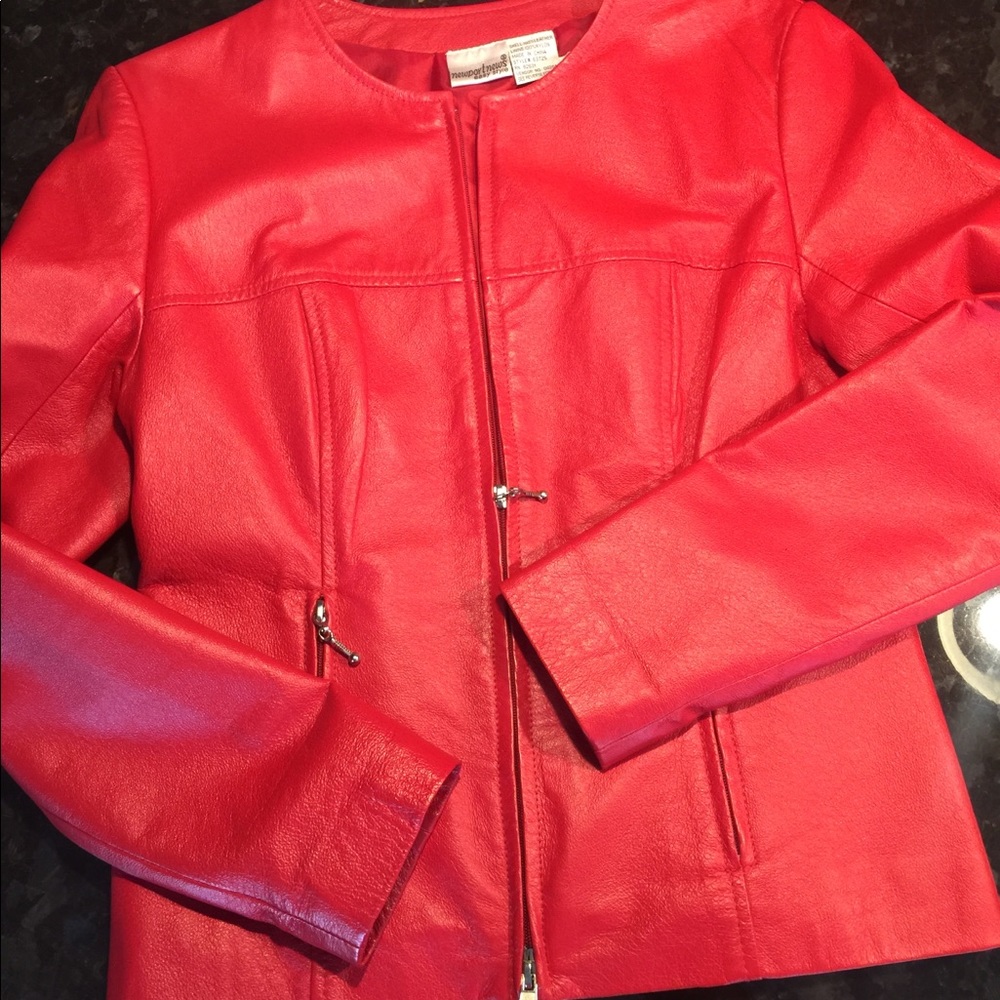 Red leather jacket size 6
