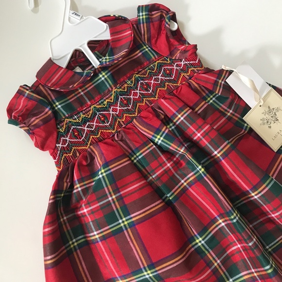 Laura Ashley London Red Smocked Holiday Dress - Picture 2 of 7