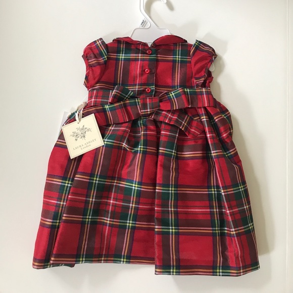 Laura Ashley London Red Smocked Holiday Dress - Picture 4 of 7