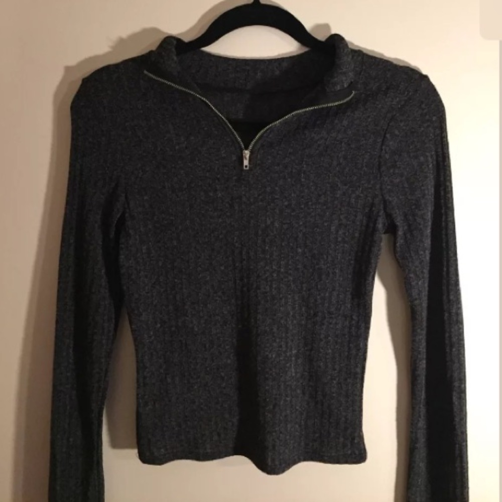 Self Esteem Girls M Gray Half-Zip Sweater NWT