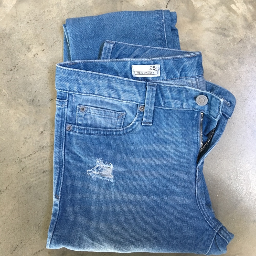 GAP Real Straight Distressed Jeans