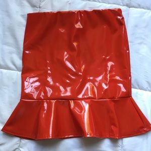 Boohoo Faux Leather Red Skirt NWT