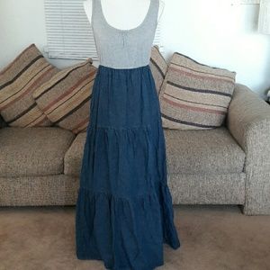 Maxi Dress | Gray Cotton and Blue Jean