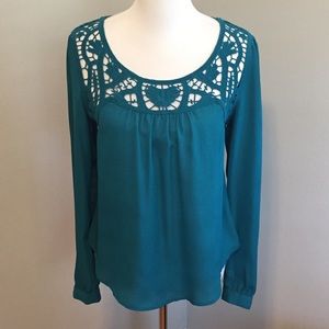 Teal crochet top