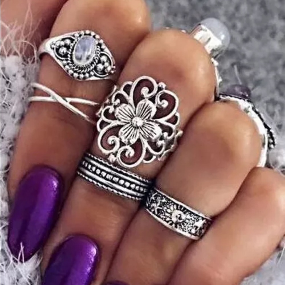 🌸💜 Bohemian 5pc ring set