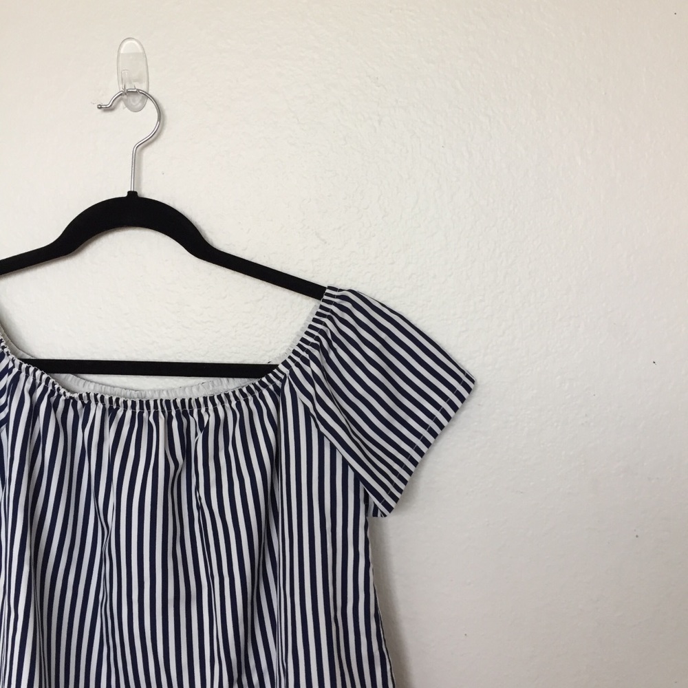 SOLD//Blue & White Sabrina top