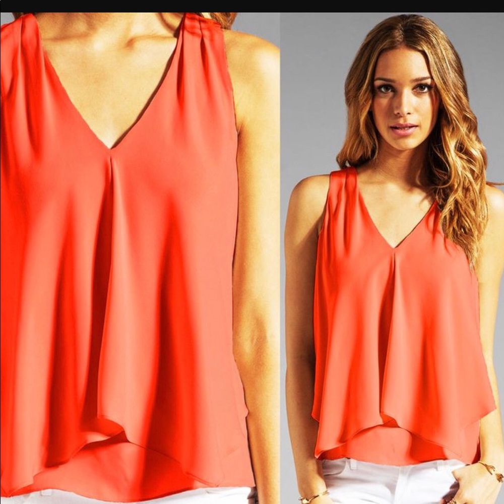 Theory Jantine silk blouse sleeveless coral