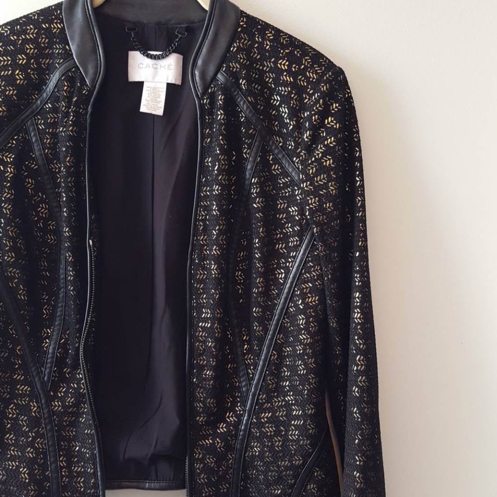 Cache black and gold blazer