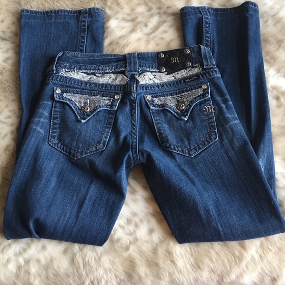 Miss Me-Rhinestone Silver Pocket Detail Jeans - Picture 1 of 7