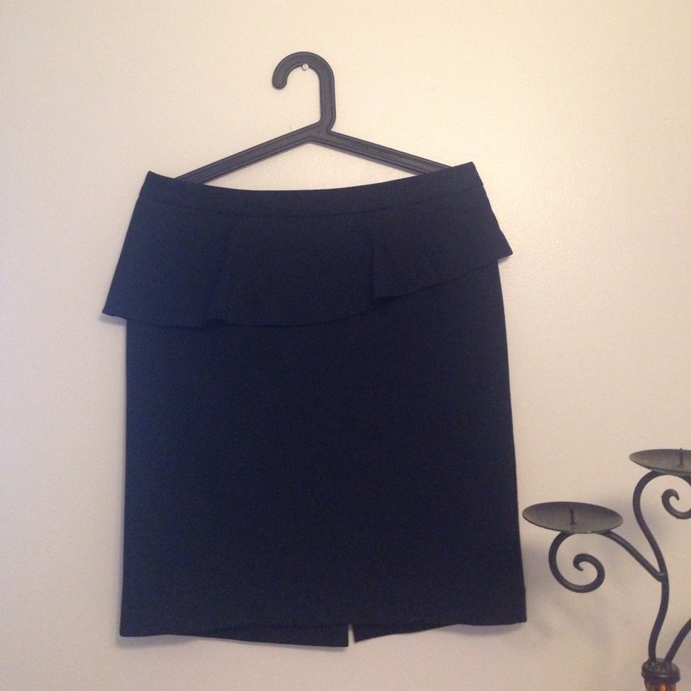 Cynthia Rowley Black Ruffled Pencil Skirt