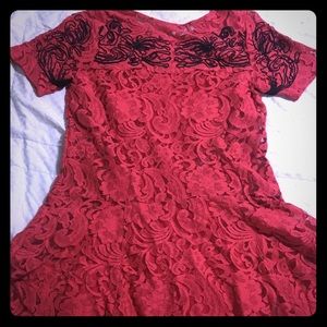 Free People Red Lace with Black dress