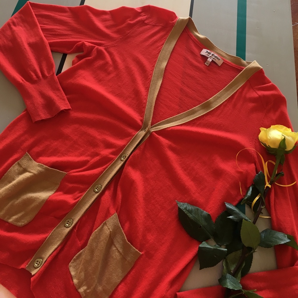 Red cardigan