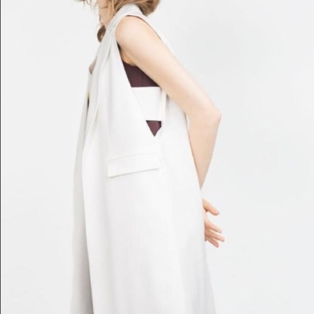 Zara White Long Vest