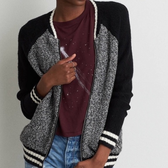 American Eagle Bomber Sweater Jacket A250 - Picture 4 of 8