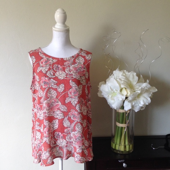 LOFT Tops - LOFT coral and taupe sleeveless top