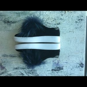 Kurt Geiger fur ball slip ons