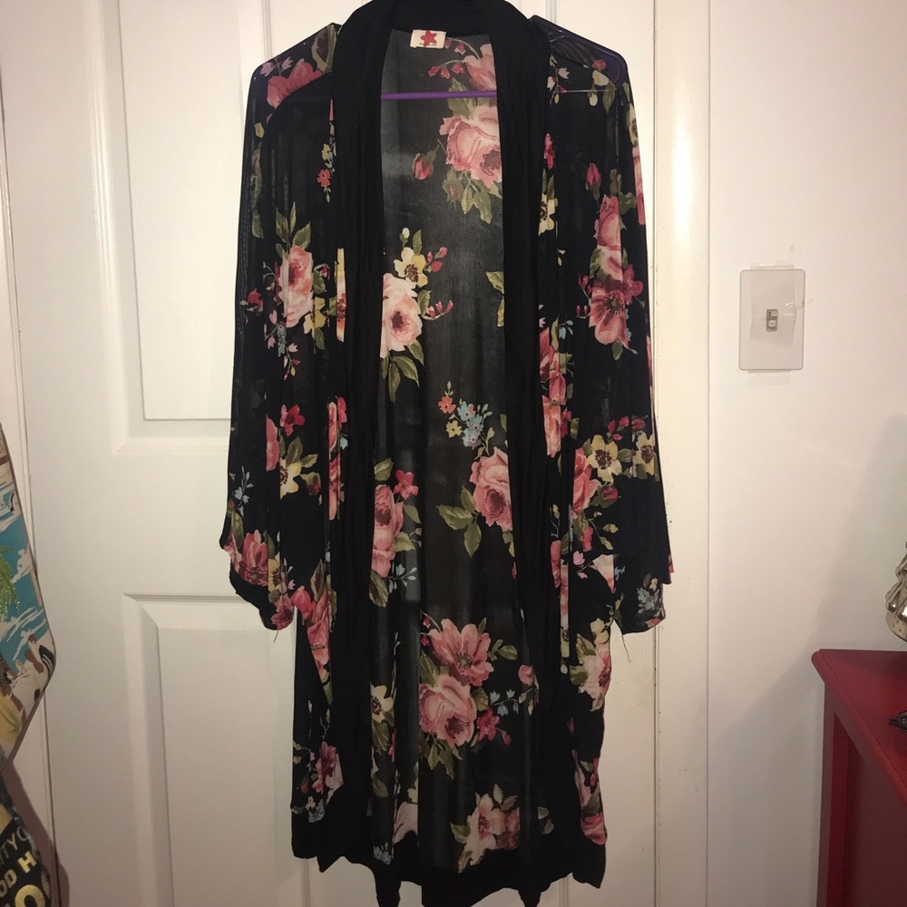 3 xl sheer floral kimono