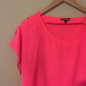 Express Hot Pink Blouse w/ Cut Out Sleeves