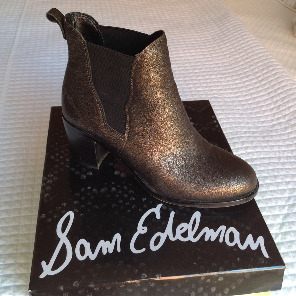 Sam Edelman Bronze Metallic Ankle Boots