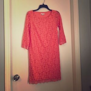 Size 6 London Times Coral Lace Dress