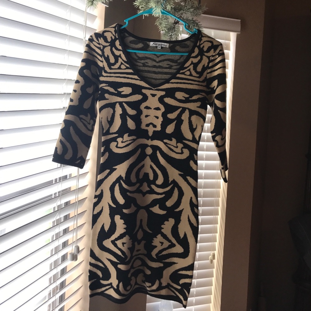 Cool print quarter sleeve body dress