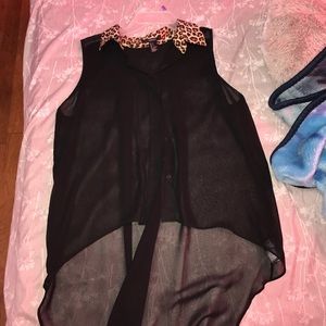 See through cheetah collar shirt